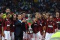 Milan President Silvio Berlusconi and Massimo Ambrosini during the awards ceremony